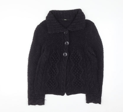Marks & Spencer Women Purple Cable-Knit Collared Cardigan UK 12