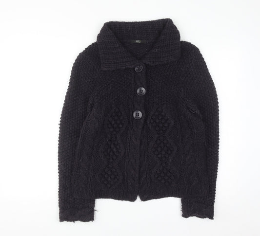 Marks & Spencer Women Purple Cable-Knit Collared Cardigan UK 12