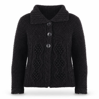 Marks & Spencer Women Purple Cable-Knit Collared Cardigan UK 12