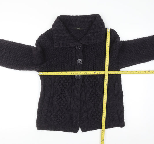 Marks & Spencer Women Purple Cable-Knit Collared Cardigan UK 12