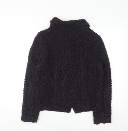Marks & Spencer Women Purple Cable-Knit Collared Cardigan UK 12