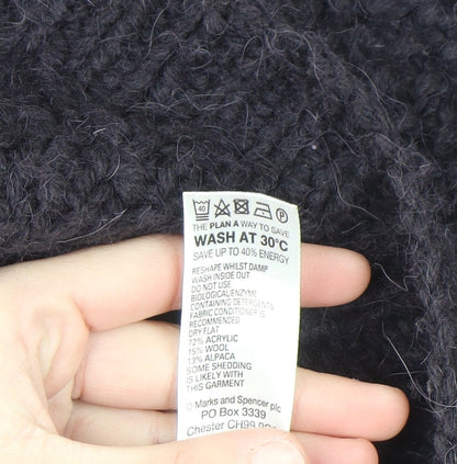 Marks & Spencer Women Purple Cable-Knit Collared Cardigan UK 12