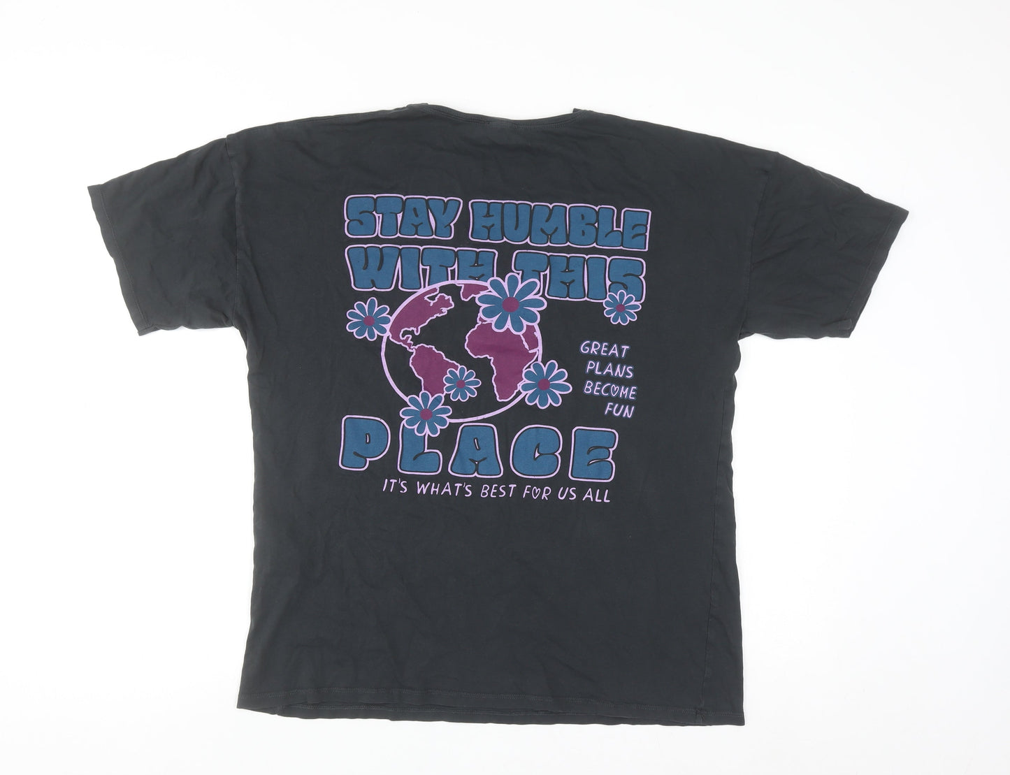 Pacific Republic Teens Black Cotton Graphic T-Shirt Size 8
