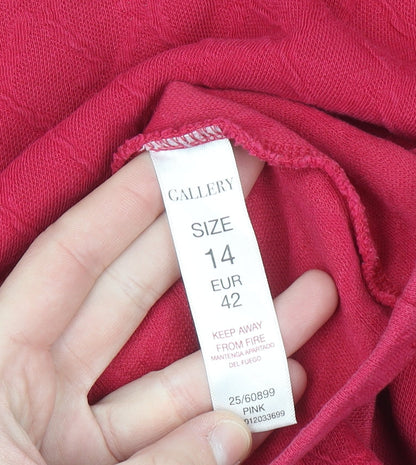 Gallery Womens Pink Long Sleeve Crew Neck Pullover Jumper Size 14