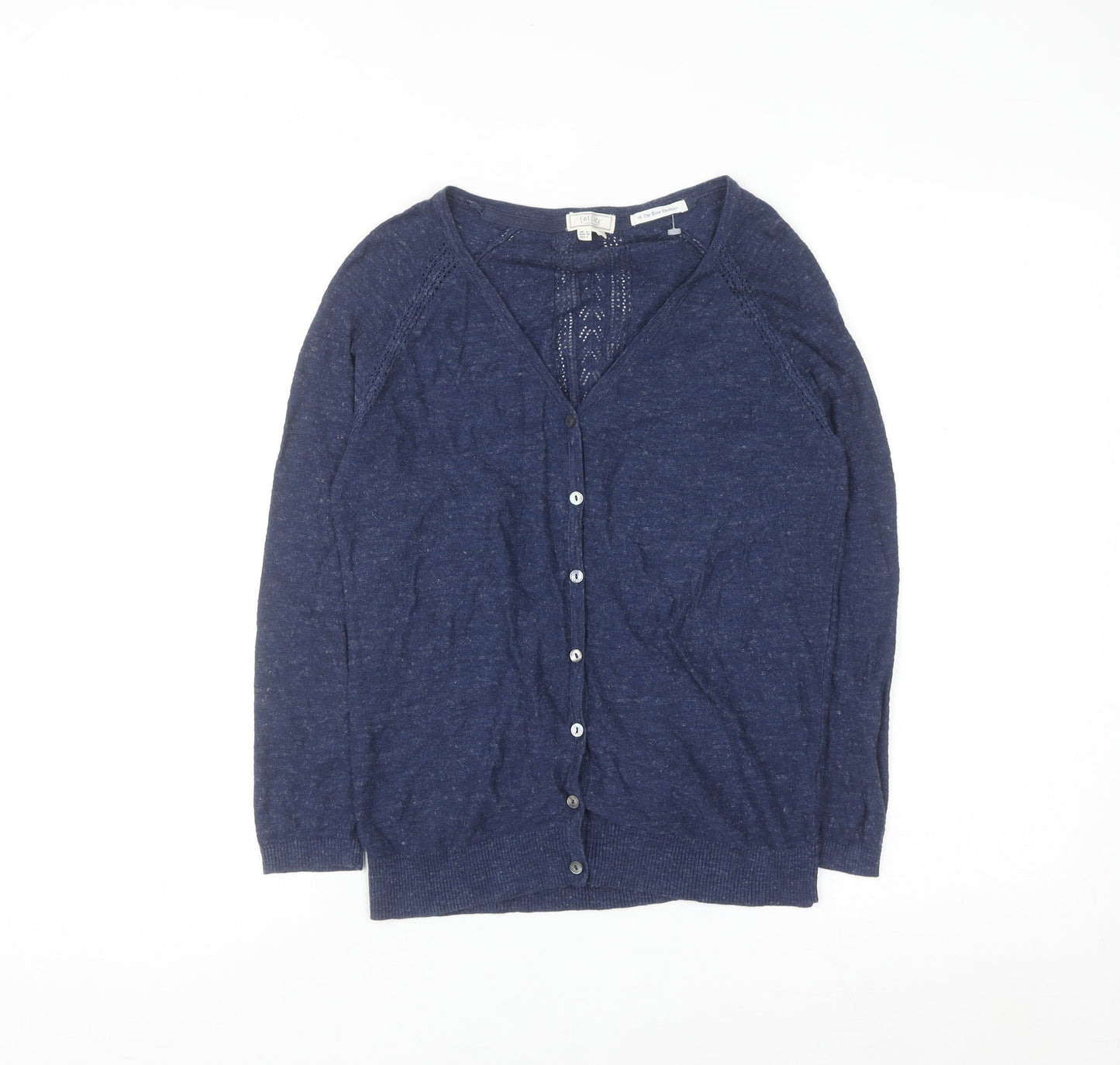 Fat Face Women's Blue Cotton V-Neck Cardigan Size 6