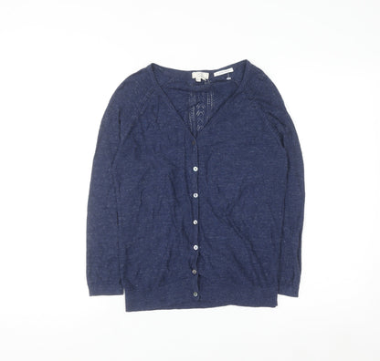 Fat Face Women's Blue Cotton V-Neck Cardigan Size 6