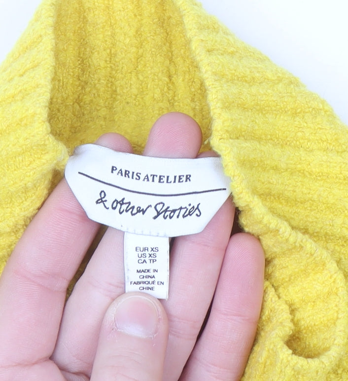 & Other Stories Women Yellow Roll Neck Wool Cotton Blend Jumper XS