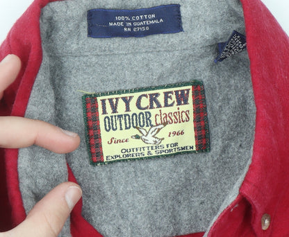Ivy Crew Men's Red Button-Up Cotton Outdoor Classic Shirt M