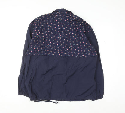 Northern Reflections Women Blue Floral Windbreaker Jacket M Nylon