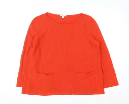 COS Women Red Cotton Crew Neck Long Sleeve Pullover Jumper Size 12