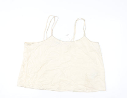Marks and Spencer Womens Beige Camisole Linen Blend Tank Top Size 20