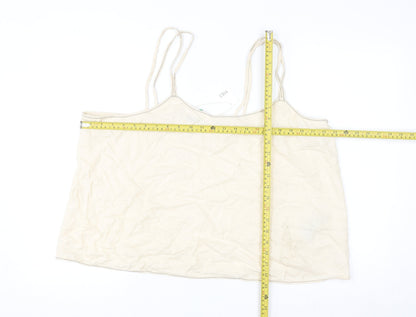 Marks and Spencer Womens Beige Camisole Linen Blend Tank Top Size 20