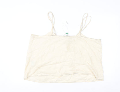 Marks and Spencer Womens Beige Camisole Linen Blend Tank Top Size 20