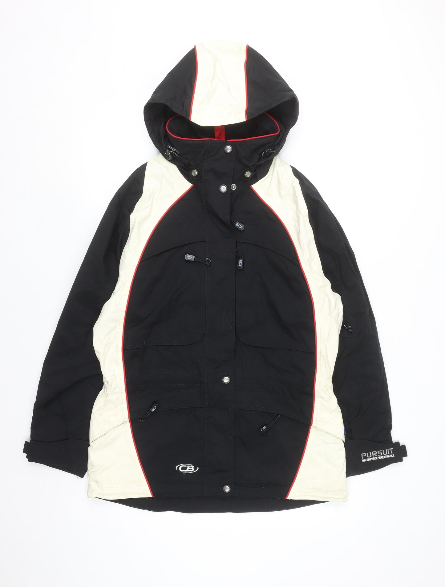 CB Sports Womens Black Ski Jacket Hooded Waterproof Size M