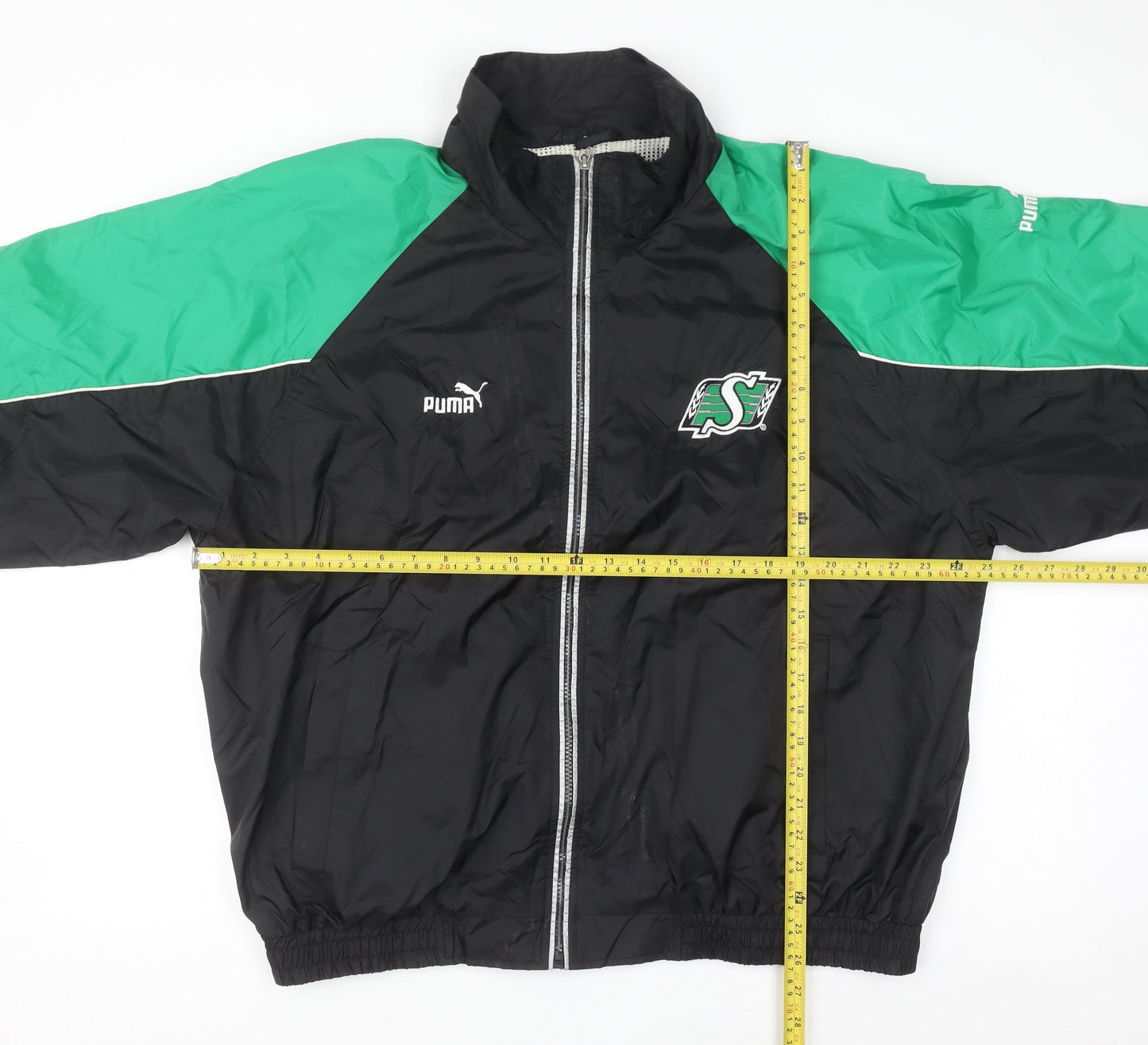 Puma Men's Black Green XL Windbreaker Sports Jacket