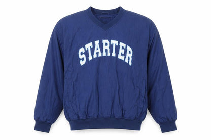 Starter Men's Blue V-Neck Pullover Sweatshirt Medium Sports Logo