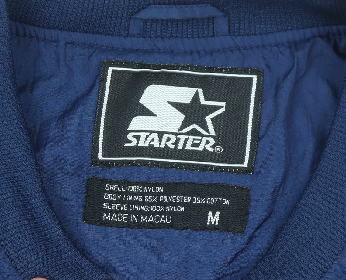 Starter Men's Blue V-Neck Pullover Sweatshirt Medium Sports Logo