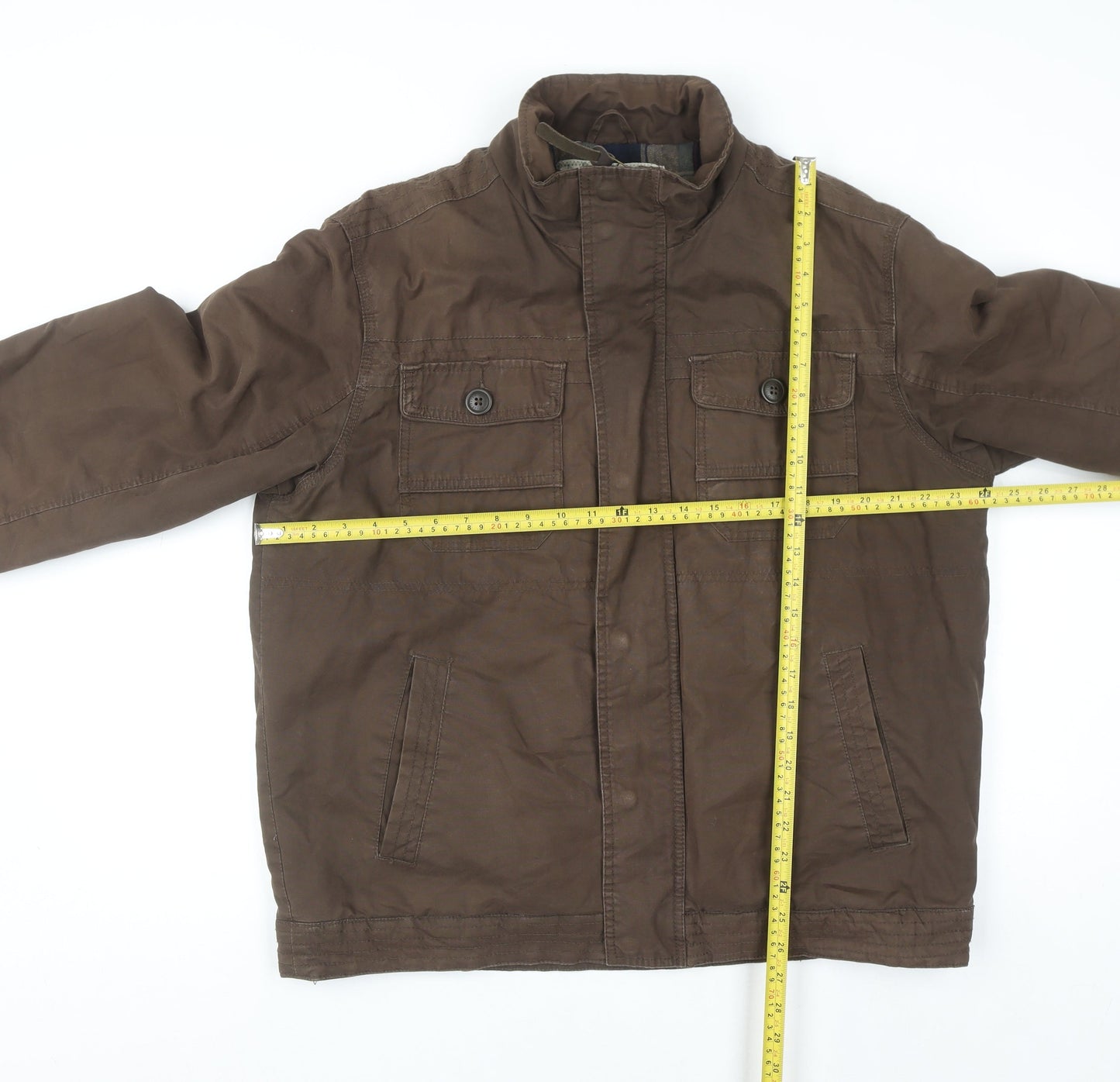 Mantaray Men's Brown Cotton Military Jacket Size L Casual Outdoor