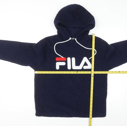 Fila Men's Blue Fleece Pullover Hoodie Size M Logo Sportswear