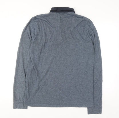Next Men's Blue Long Sleeve Slim Fit Polo Shirt L