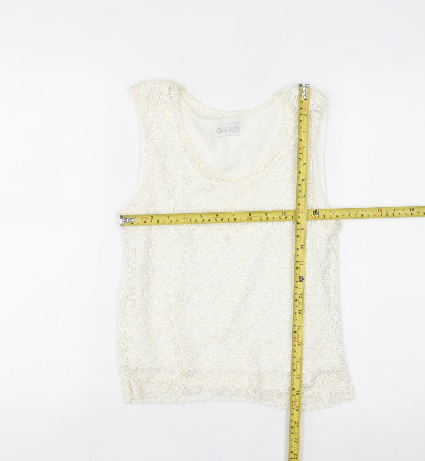 Offshoot Women Ivory Lace Sequin Camisole Tank Top Size M