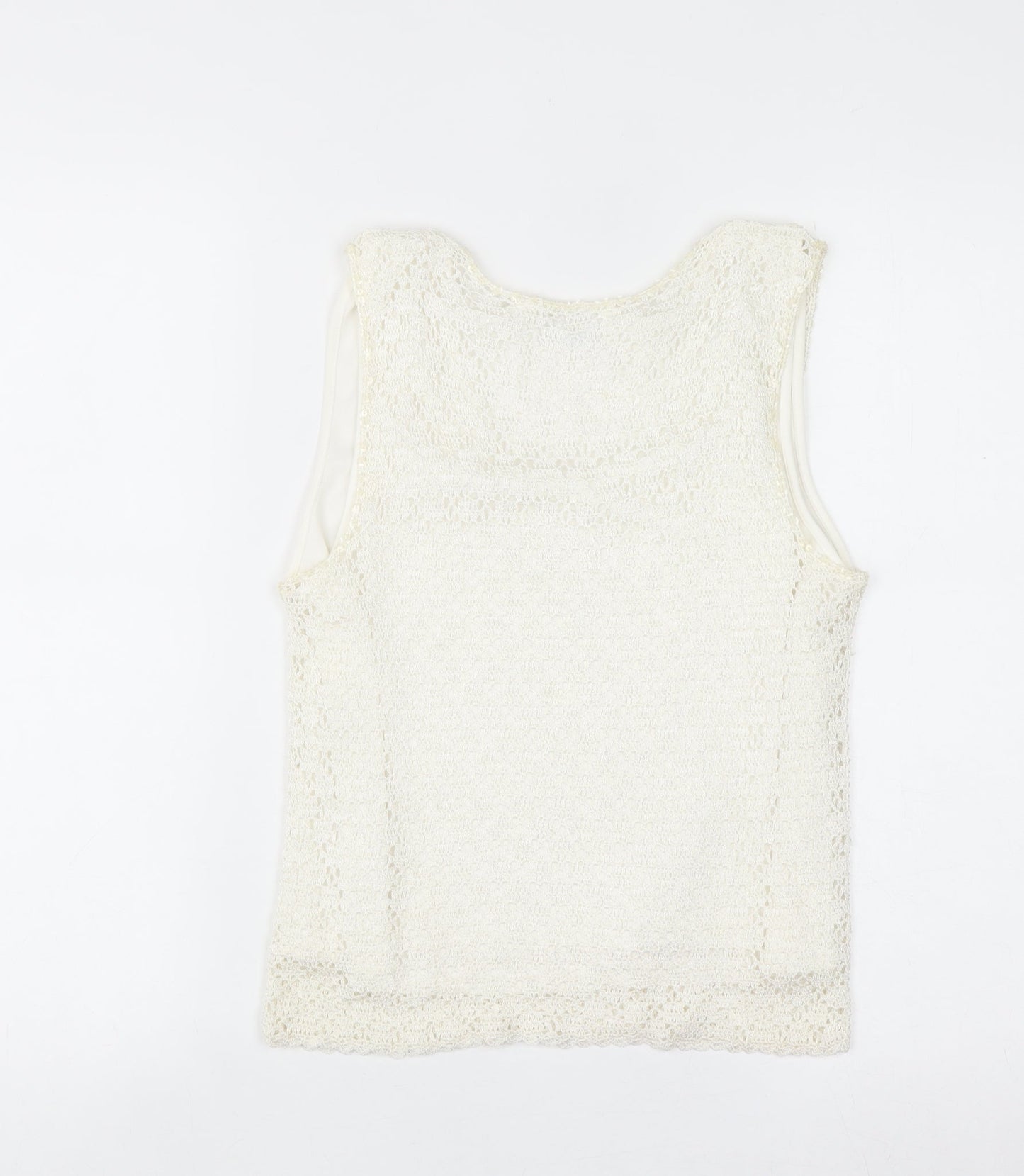 Offshoot Women Ivory Lace Sequin Camisole Tank Top Size M