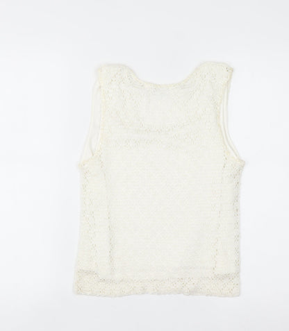 Offshoot Women Ivory Lace Sequin Camisole Tank Top Size M