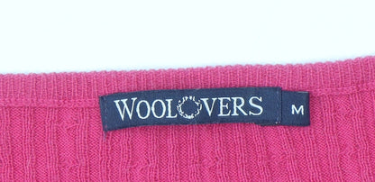 WoolOvers Women's Pink Cotton Silk Crew Neck Button Cardigan M