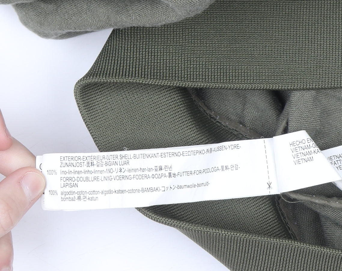 Zara Man Green Linen Bomber Jacket Men’s M Regular Fit