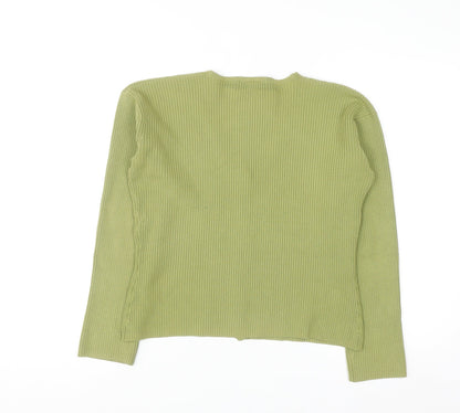 Kaliko Women Green Button Cardigan UK 14 V-Neck Ribbed Knit