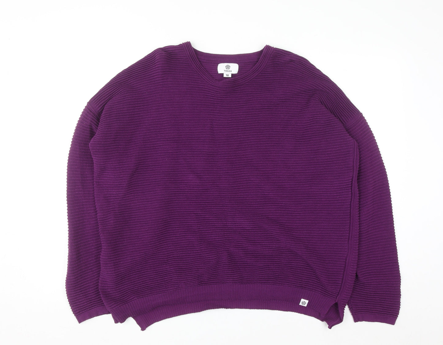 TOG24 Women's Purple Cotton Crew Neck Jumper Size 18