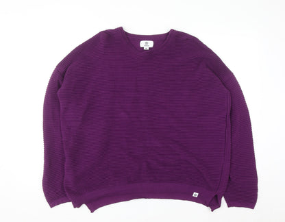 TOG24 Women's Purple Cotton Crew Neck Jumper Size 18