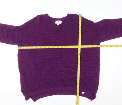 TOG24 Women's Purple Cotton Crew Neck Jumper Size 18