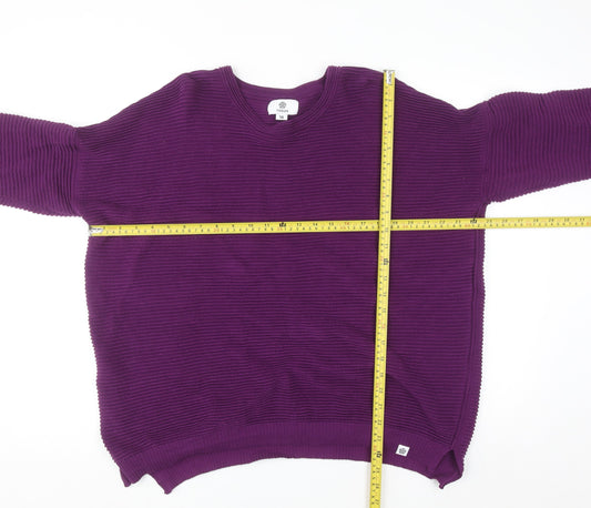 TOG24 Women's Purple Cotton Crew Neck Jumper Size 18