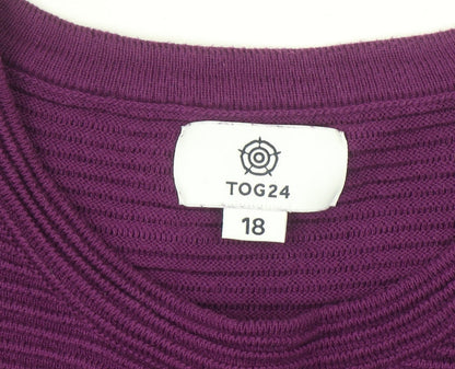 TOG24 Women's Purple Cotton Crew Neck Jumper Size 18