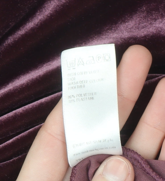 Marks and Spencer Women’s Purple Velvet Short Sleeve Top Size 16