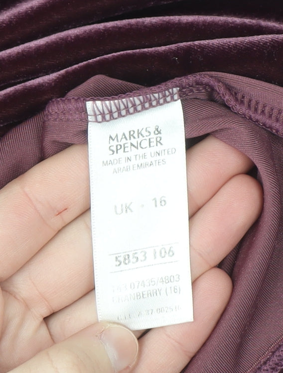 Marks and Spencer Women’s Purple Velvet Short Sleeve Top Size 16