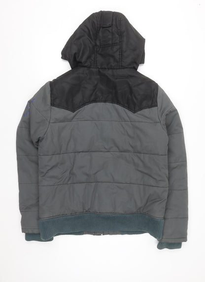 G-Star RAW Men's Grey L Hooded Puffer Jacket Lined Winter Coat