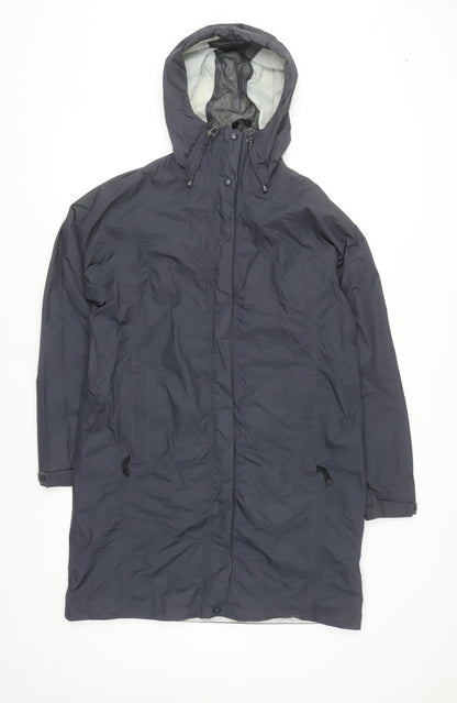 L.L.Bean Women’s Grey Long Hooded Waterproof Rain Coat Size M