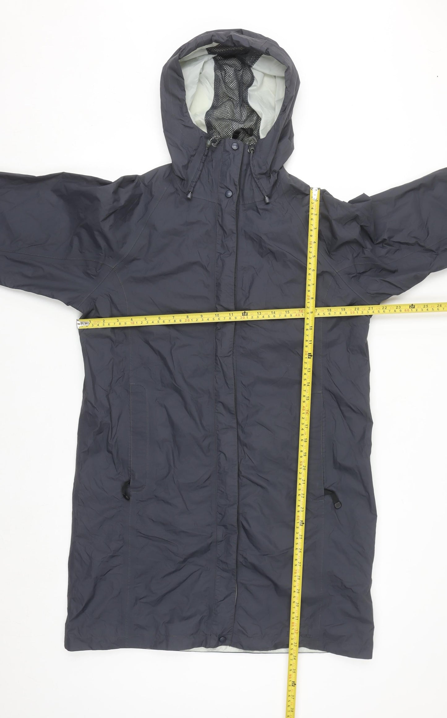 L.L.Bean Women’s Grey Long Hooded Waterproof Rain Coat Size M