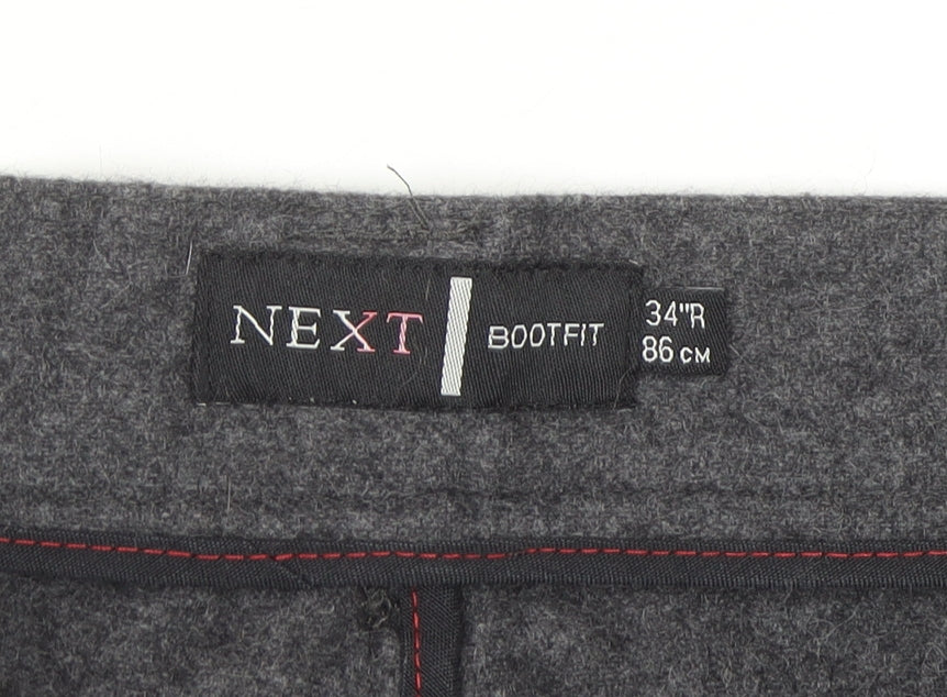 Next Women’s Grey Wool Cashmere Blend Bootcut Trousers Size 34R