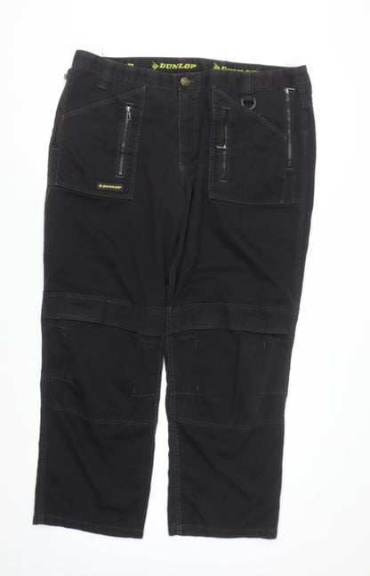 Dunlop Men's Black Cargo Workwear Trousers W42 L32 Relaxed Fit
