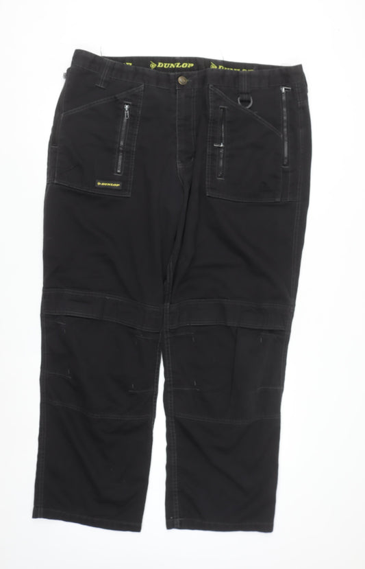 Dunlop Men's Black Cargo Workwear Trousers W42 L32 Relaxed Fit