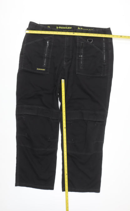 Dunlop Men's Black Cargo Workwear Trousers W42 L32 Relaxed Fit