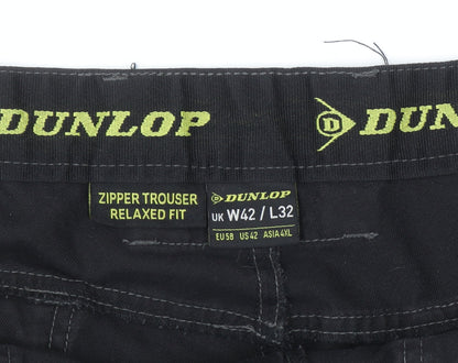 Dunlop Men's Black Cargo Workwear Trousers W42 L32 Relaxed Fit