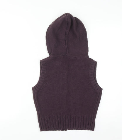New Look Women's Purple Hooded Cable Knit Button Vest UK 10