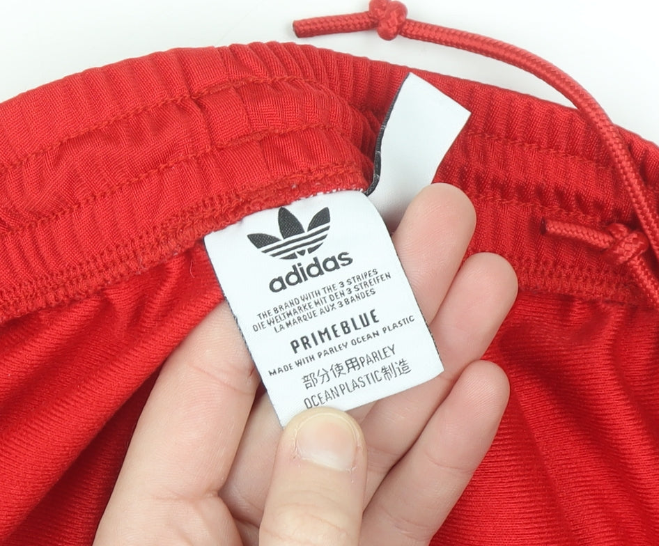 Adidas Womens Red Track Pants Size 10 Elastic Waist Zip Pocket