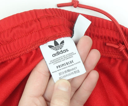 Adidas Womens Red Track Pants Size 10 Elastic Waist Zip Pocket