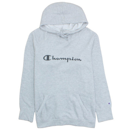 Champion Men's Grey Pullover Hoodie L Logo Fleece Sweatshirt