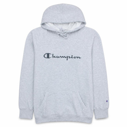 Champion Men's Grey Pullover Hoodie L Logo Fleece Sweatshirt